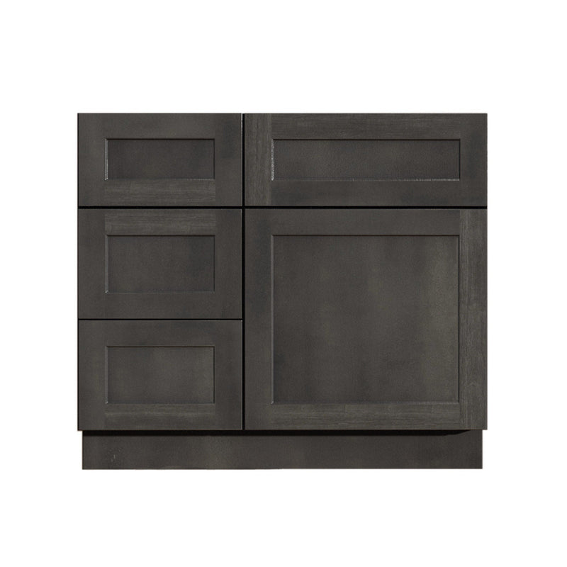30 Inch Gray Stained Shaker Single Sink Bathroom Vanity with Drawers on the Left