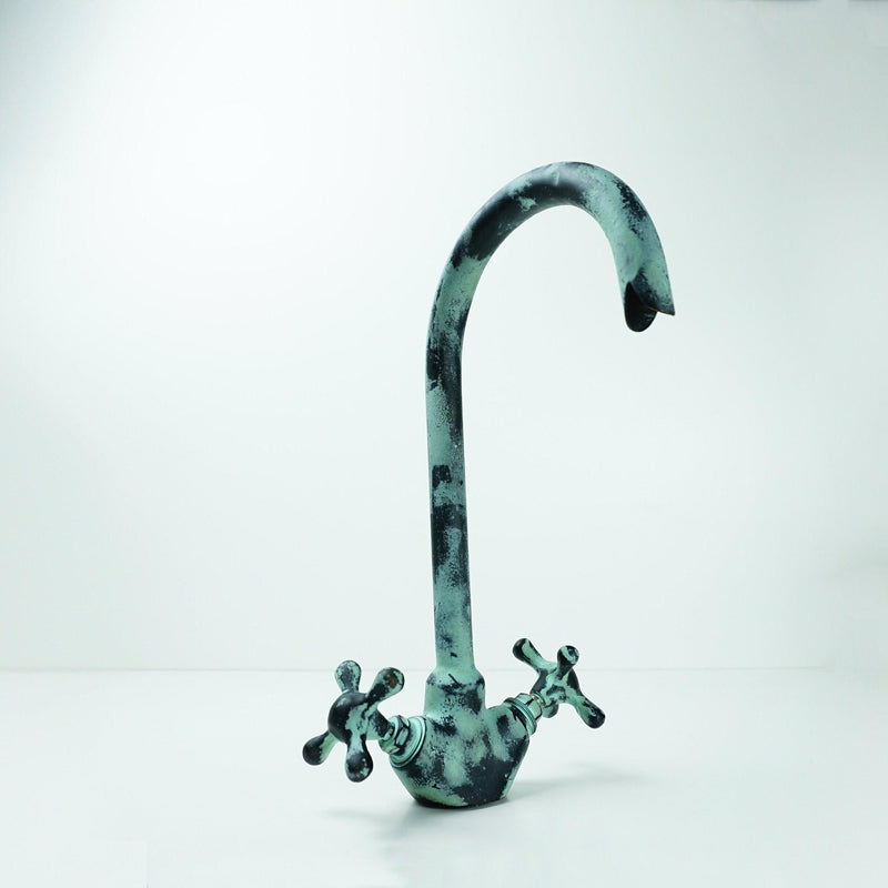 Oxidized Brass Gooseneck Bathroom Faucet with Luxurious Patina