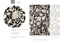 Floral Wallpaper with Abstract Brushstroke Blooms in Black and Beige - X188