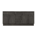 72 Inch Gray Stained Shaker Double Sink Bathroom Vanity with Drawers