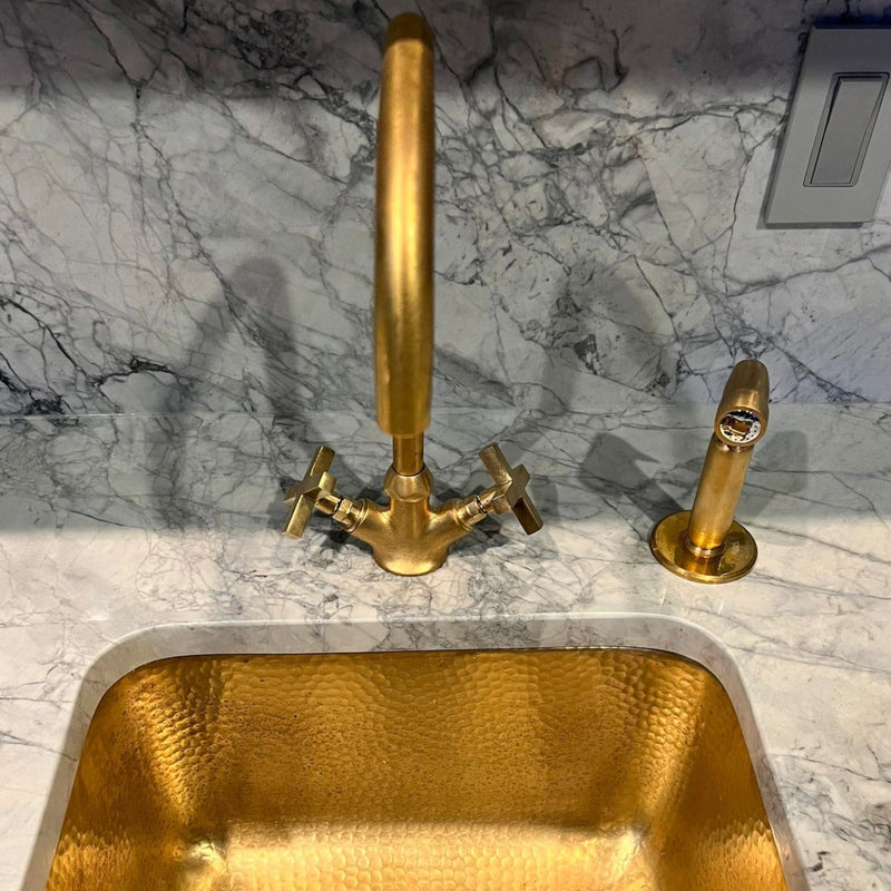 Solid Brass Faucet Bathroom Hot Cold Deck Mount Faucet