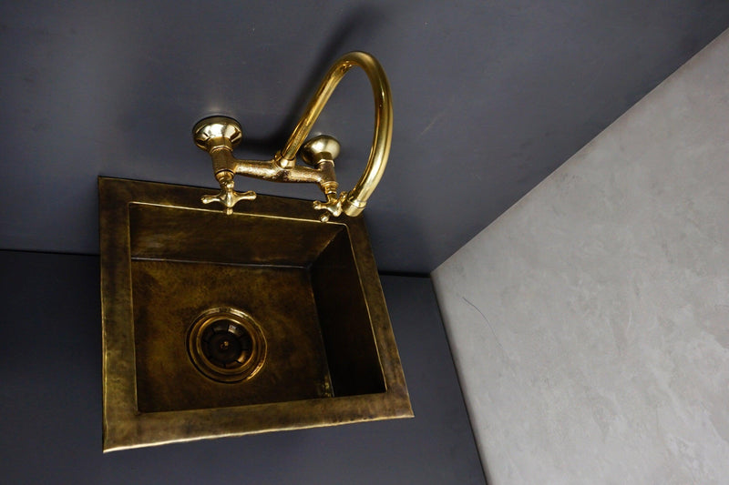 Antique Bronze Hammered Brass Undermount Sink - Rustic Brass Kitchen Sink