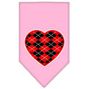 Pet and Dog Bandana Screen Printed, "Red Argyle Heart"