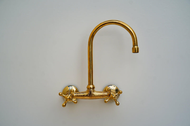 Unlacquered Brass Wall Mount Kitchen Faucet