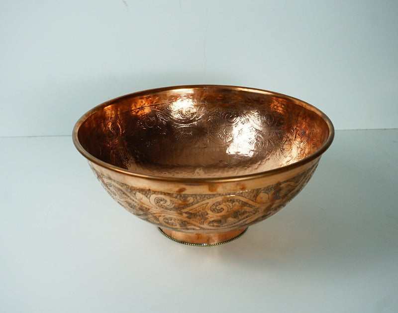 Engraved Handcrafted Copper Vessel Sink Bathroom