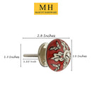Mascot Hardware Leaf On Red 1-3/5 in. (40mm) White & Red Drawer Cabinet Knob
