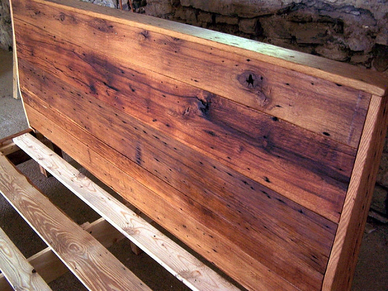 Reclaimed Wood SLANT BACK Platform Bed, Farmhouse Bed Frame, King Bed Frame, Queen Bed Frame And Headboard, Custom Reclaimed Wood Bed Frame