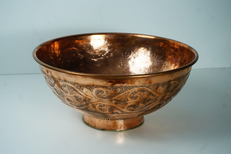 Engraved Handcrafted Copper Vessel Sink Bathroom