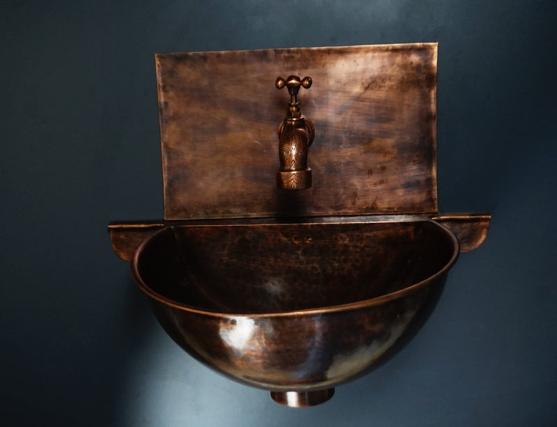 Rustic Copper Wall Mount Sink Bathroom