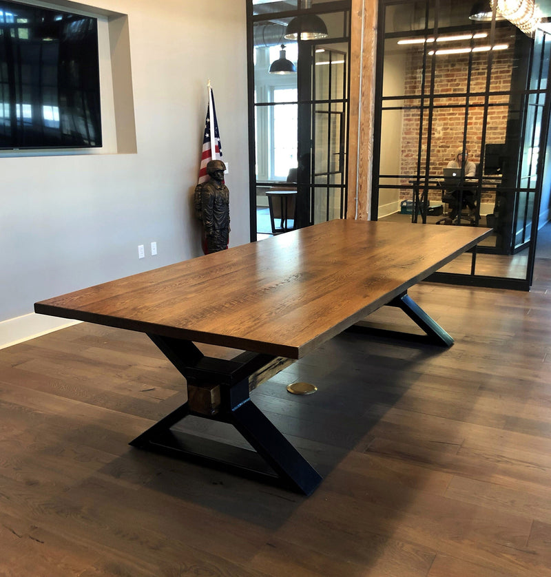 The Executive Conference Table, Solid Wood Conference Table, Industrial Table, Trestle Table, Metal and Reclaimed Wood Office Table, Modern