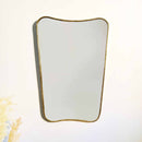 Italian Curved Antiqued Brass Mirror | Butterfly Irregular Shape | Gold Brass Bathroom Mirror