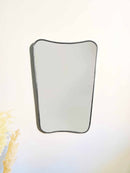 Italian Curved Silver Brass Mirror - Butterfly Wall Mirror