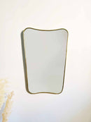 Italian Curved Antiqued Brass Mirror | Butterfly Irregular Shape | Gold Brass Bathroom Mirror