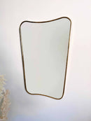 Italian Curved Antiqued Brass Mirror | Butterfly Irregular Shape | Gold Brass Bathroom Mirror