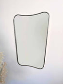 Italian Curved Silver Brass Mirror - Butterfly Wall Mirror