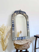 Luxury Arch Blue Frame Bone inlay Mirror