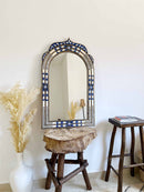 Luxury Arch Blue Frame Bone inlay Mirror