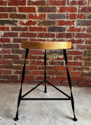 FREE SHIPPING - Twisted Wrought Iron Leg Bar Stool, Modern Bar Stool, Industrial Tripod Bar Stool, Backless Bar Stool, Reclaimed Wood Stool