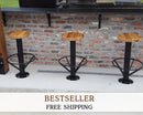 Circular Footrest Bolt Down Bar Stools, Rustic Modern Bolt Down Bar Stool, Outdoor Patio Bar Stools, Floor Mounted Metal Bar Stool