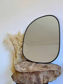 Black Framed Mirror, Asymmetrical Mirror, Irregular Brass Wall Mirror