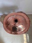 Copper Brass Sink - Oval Drop-In Engraved Bathroom Sink