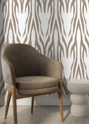 Ikat Wallpaper with a Bold Chevron Motif in Beige - D009