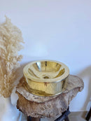 Silver Brass Basin Sink - Hammered Bathroom Basin