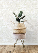 Minimal Botanical Wallpaper with Serene Leafy Branches in Neutral Beige - D034