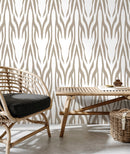 Ikat Wallpaper with a Bold Chevron Motif in Beige - D009