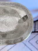 Silver Oval Brass Sink - Engraved Bathroom Sink