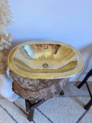 Silver Hammered Brass Sink - Oval Drop-in Silver Sink