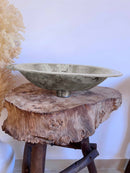Silver Hammered Brass Sink - Oval Drop-in Silver Sink