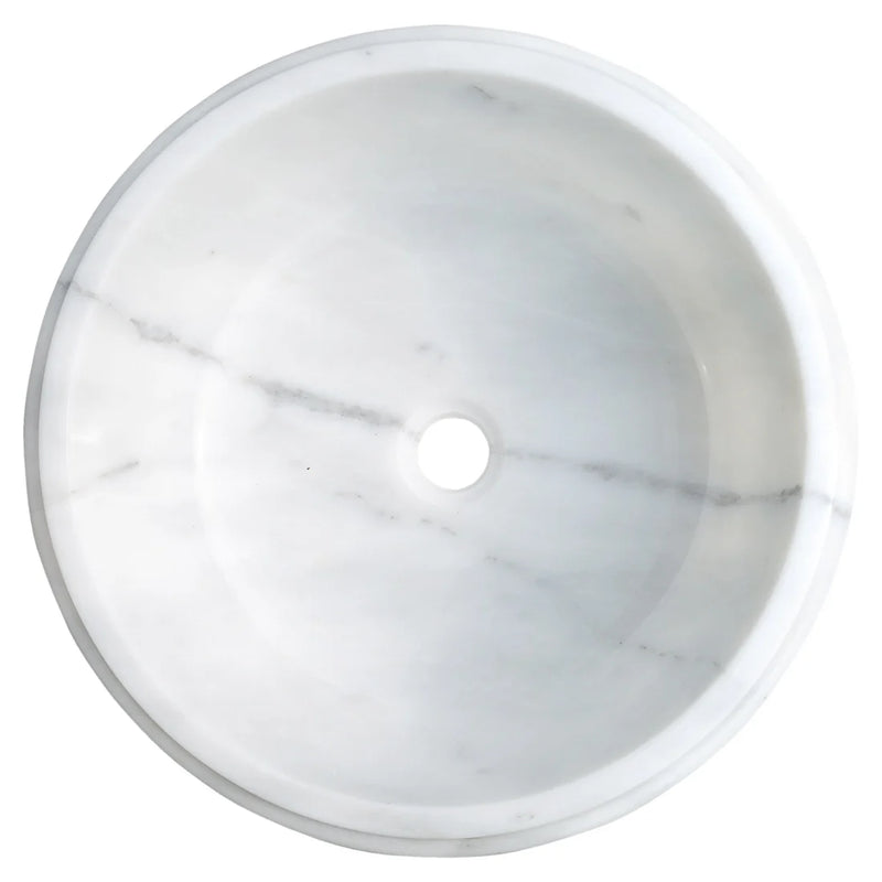 Carrara White Marble Natural Stone Waterfall Drop-in or Above Vanity Sink (D)17" (H)6" top view