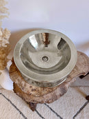 Silver Brass Basin Sink - Hammered Bathroom Basin