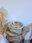 Silver Brass Basin Sink - Hammered Bathroom Basin