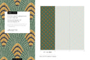Art Deco Wallpaper with a Fan Motif in Green, Gold, and Black - D053