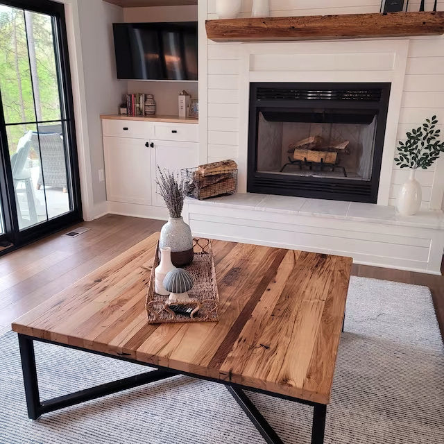 Large Coffee Table, Custom Coffee Table, Wood And Metal Industrial Table, Reclaimed Wood Table, CAMPBELL, Rustic Table, Oversized Boho Table