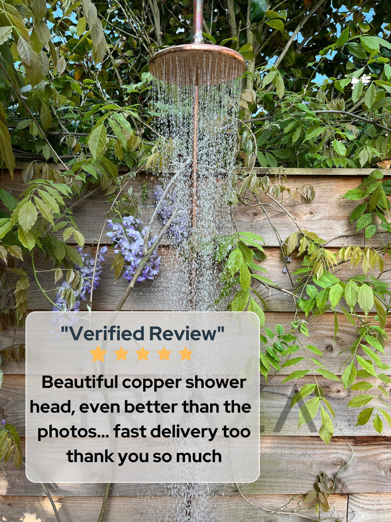 Copper Outdoor Shower - Natural Copper Rain Showerhead - Handcrafted Garden Fixture