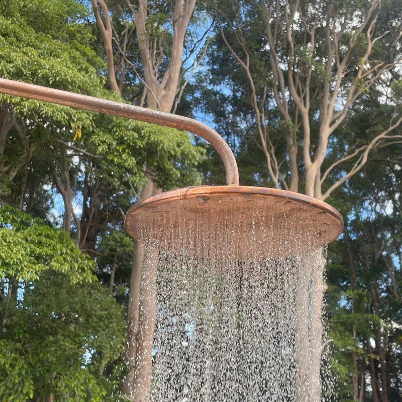 Copper Outdoor Shower - Natural Copper Rain Showerhead - Handcrafted Garden Fixture