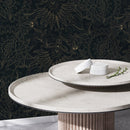 Victorian Wallpaper with Intricate Floral Scrolls in Black and Gold - D081