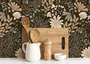 Floral Wallpaper Featuring a Boho Wildflower Meadow in Brown and Beige - D133