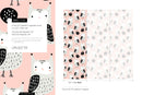 Nursery Wallpaper with Owl Motif in Coral, Gray, and Black - D106
