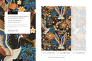 Chinoiserie Wallpaper Featuring Elegant Cranes and Florals in Blue, Gold, and Red - D245