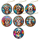 Dog Breed Christmas Ornament Stained Glass Style, "Havanese"