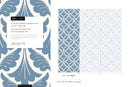 Damask Wallpaper with a Stylized Leaf Motif in Blue - D189