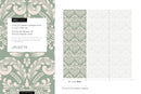 Damask Wallpaper with a Classic Vintage Scroll in Mint Green and Off-White - D251