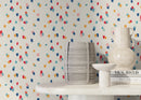 Abstract Wallpaper with Colorful Brush Strokes in Blue, Red, and Yellow - D347