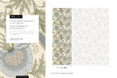 Vintage Floral Wallpaper Featuring a Jacobean Motif in Green and Blue - D273