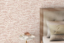 Boho Wallpaper with Abstract Wheat Stalks in Terracotta - D291