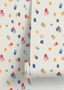 Abstract Wallpaper with Colorful Brush Strokes in Blue, Red, and Yellow - D347